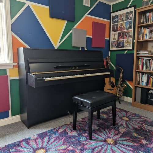 Yamaha black upright piano - yamaha,